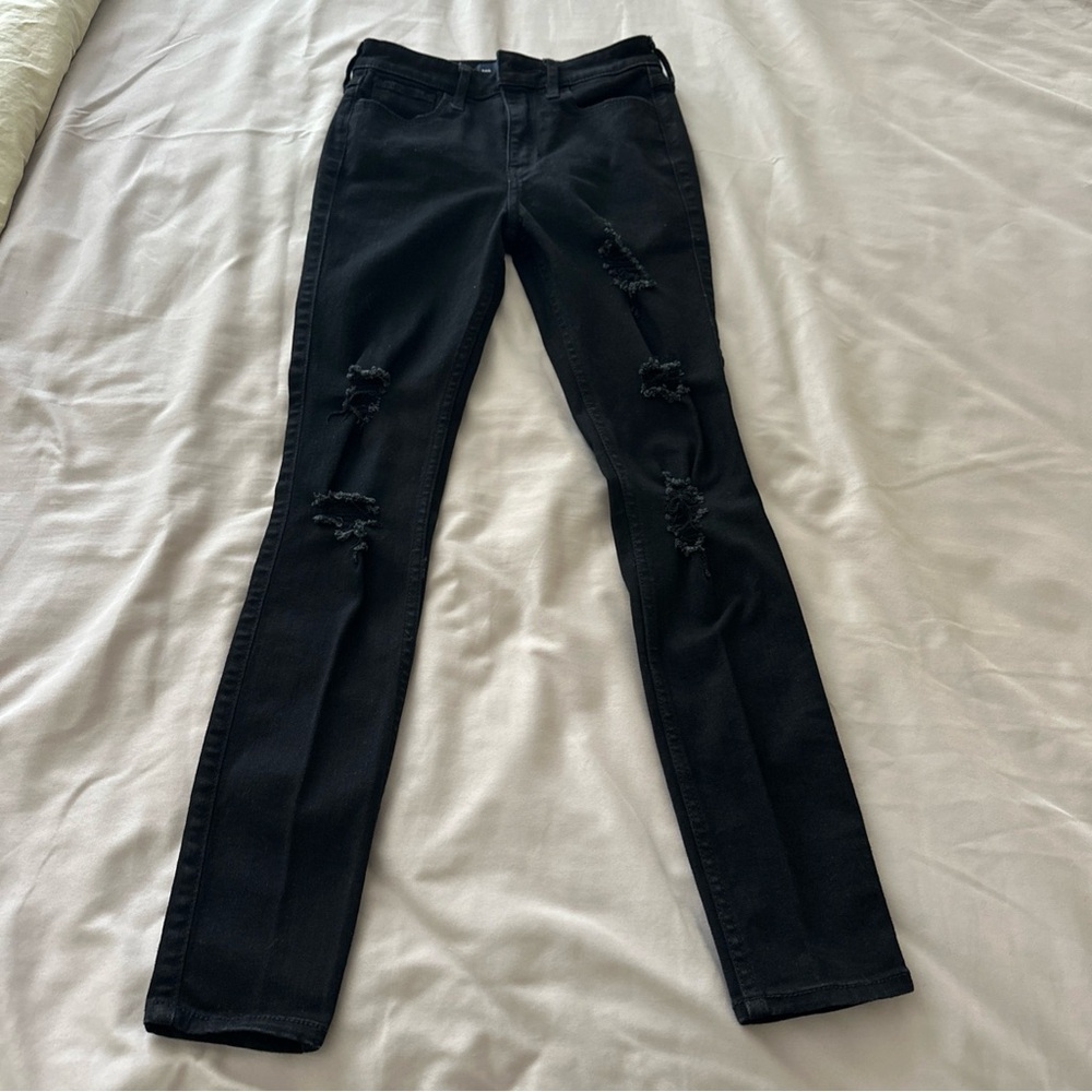 Hollister Black High-Rise Crop Jeans Size 00R